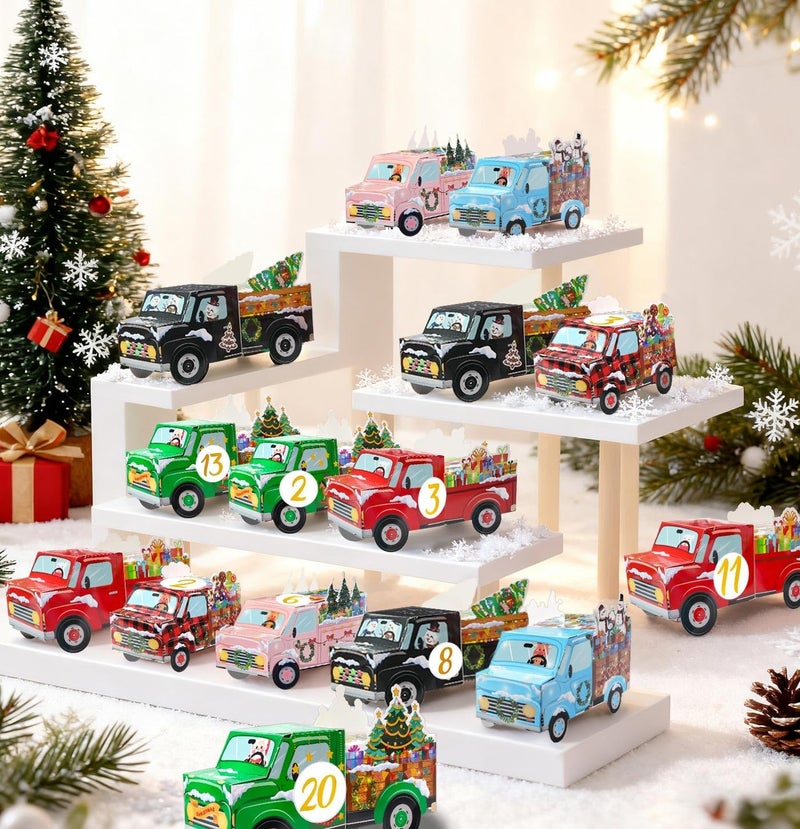 HEIPINIUYE 24 Empty Advent Calendar Boxes to Fill Yourself, DIY Empty Christmas Countdown Calendars 2025 Fillable Advent Calendar Box for Kids Adults Xmas Truck Calendars Gift Boxes - Image 2